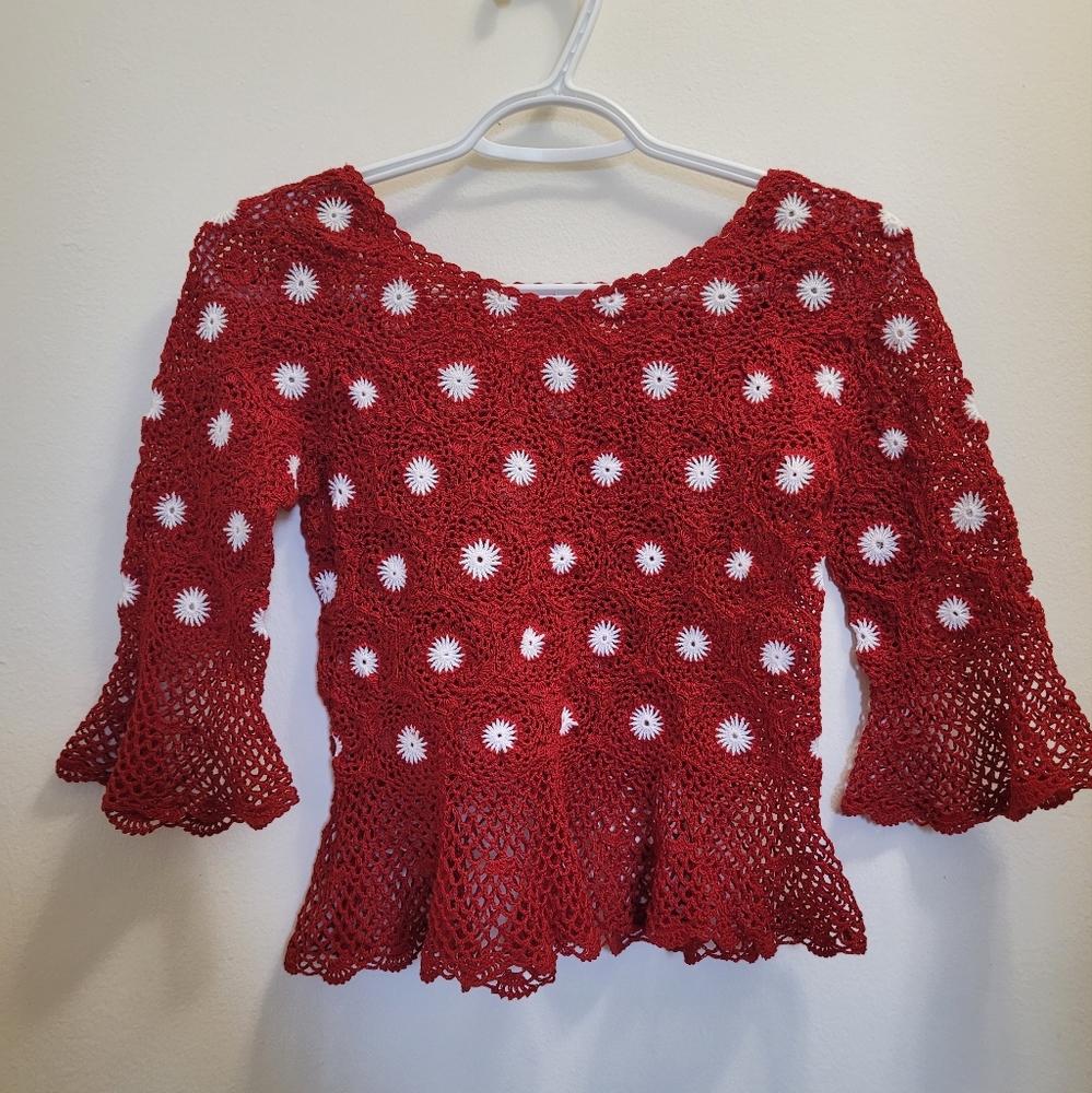 Vintage Handmade Crochet Long sleeve top